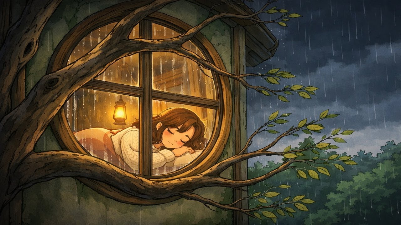 Treehouse Life During the Biggest Storm 🌧️ | Cozy & Safe Above the Forest | Ghibli ASMR