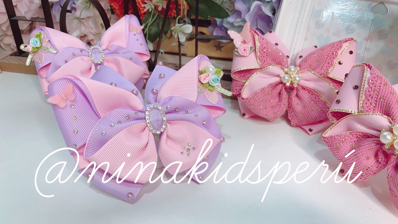 Lazo estilo MARIPOSA 🎀🦋 con listón de 4 cm en pares o en cola tú eliges como realizarlo