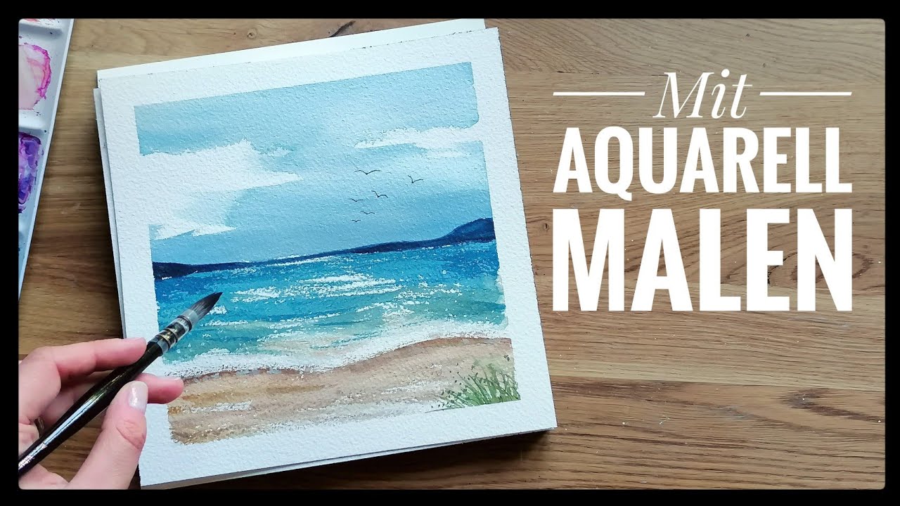 Kleine Landschaft malen - Strand mit Aquarell malen
