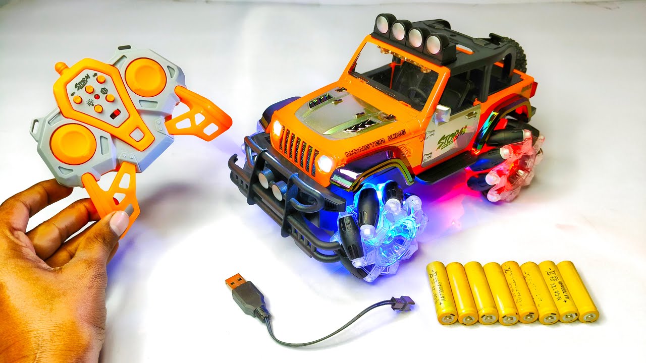 Unboxing RC Off Jeep With Open Door and multi Colors lighting tyres and rechargeable | Drift Stunt