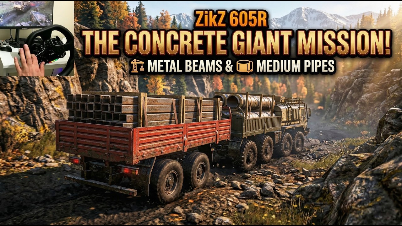 ZikZ 605R: The Concrete Giant Mission! Delivering Metal Beams & Medium Pipes in Ultra Realism 4K