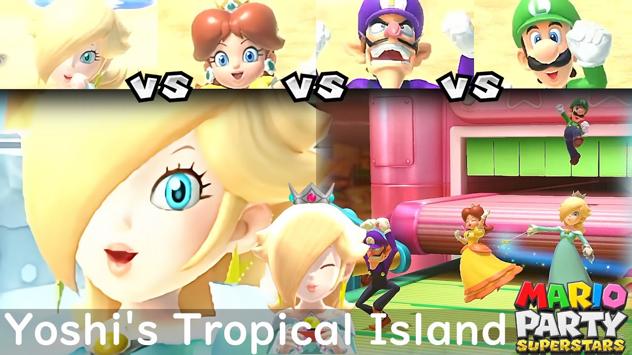 Mario Party Superstars: Розалина против Дейзи против Валуиджи против Луиджи в фильме «Тропический...