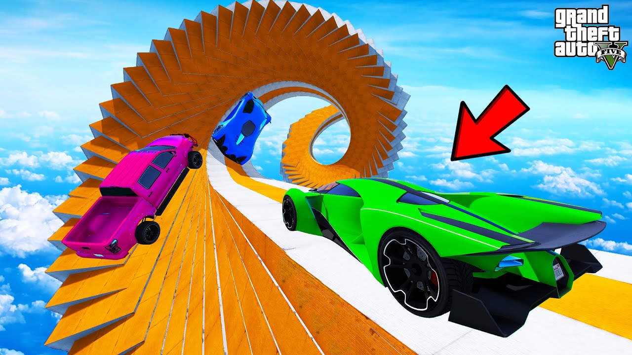 FRANKLIN TRIED IMPOSSIBLE SKY WALLRIDE MEGA RAMP PARKOUR CHALLENGE GTA 5 | SHINCHAN and CHOP