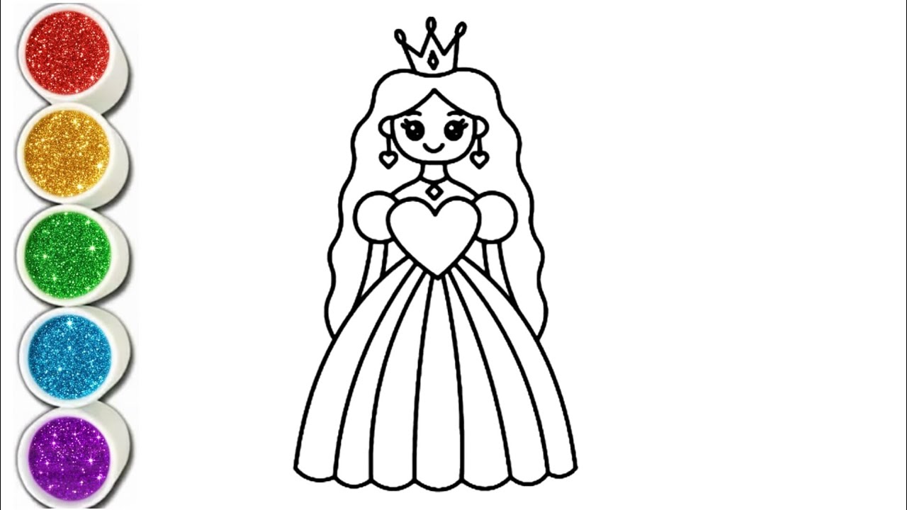 Cute princess Drawing, Panting & Colouring For kids Toddlers_Art
