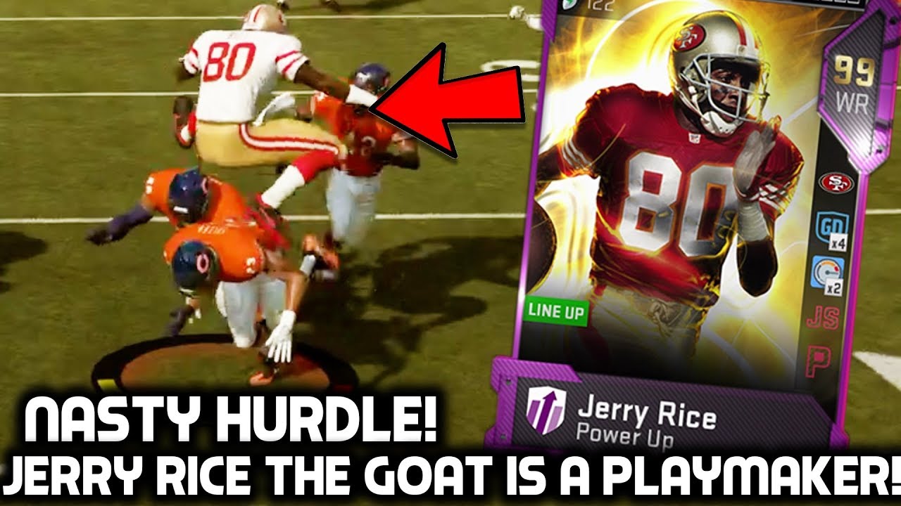 JERRY RICE THE GOAT IS A PLAYMAKER! CRAZY HURDLE! Madden 19 Ultimate Team