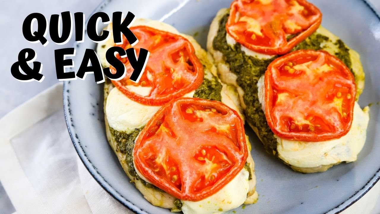 Easy 4 ingredient pesto chicken bake recipe in under 30 minutes