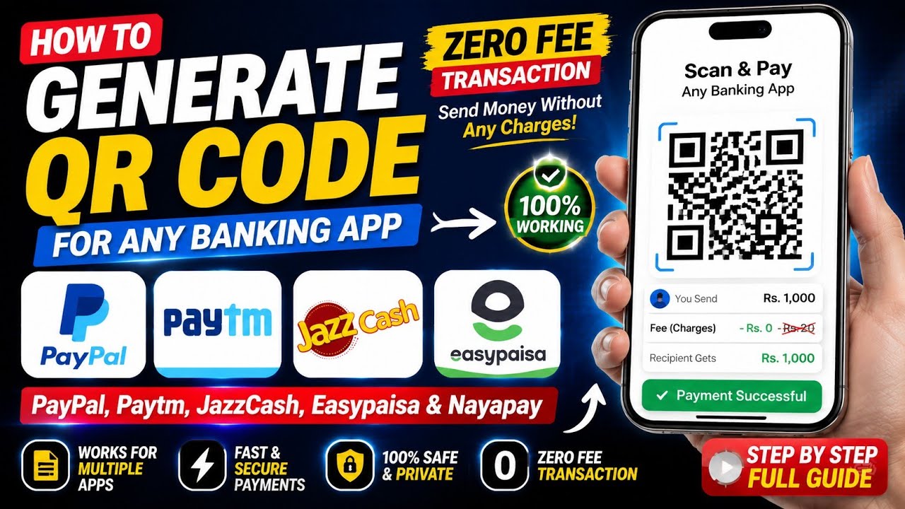 Создайте QR-код для любого банковского приложения | Транзакции без комиссии (PayPal, Paytm, JazzC...