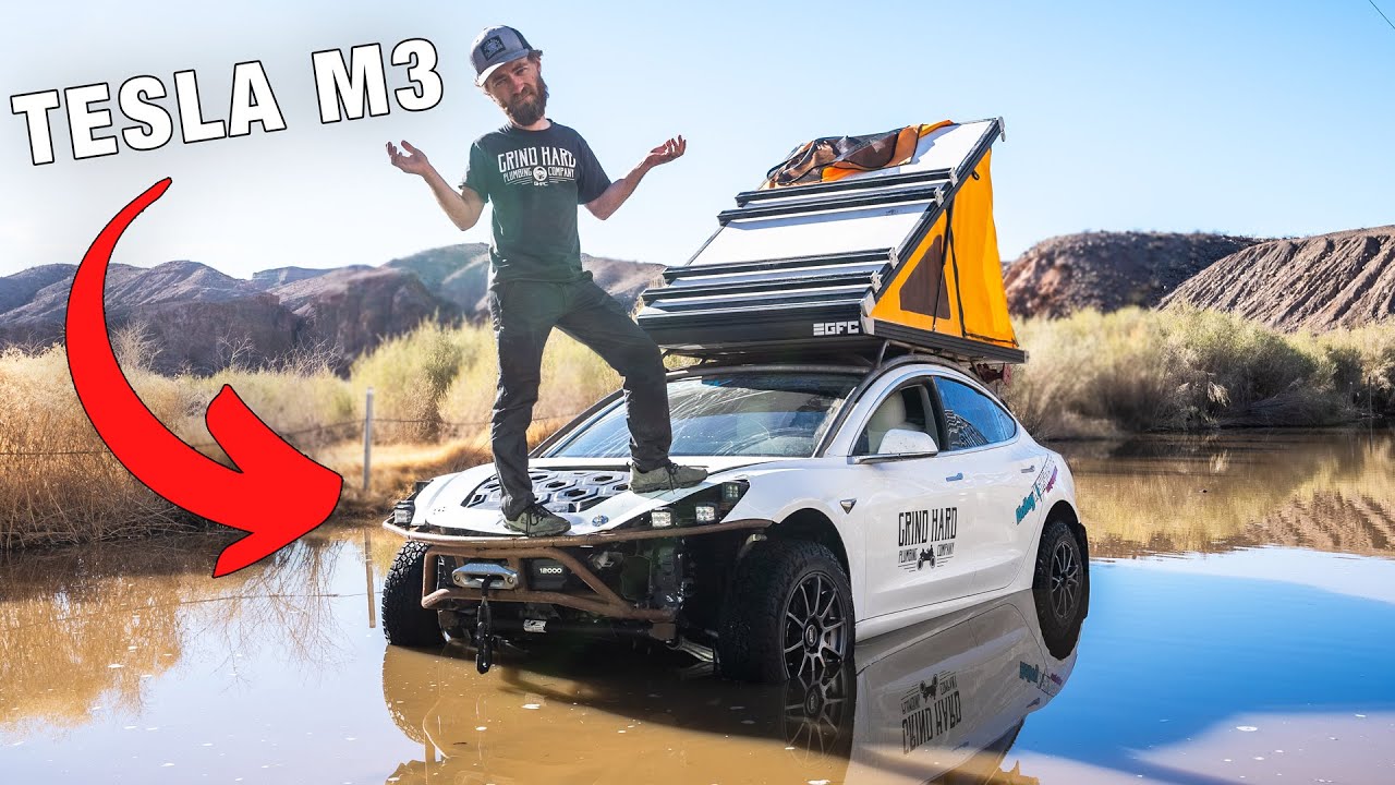 Can Our Custom Tesla Survive an Overlanding Trail? 3' of Water!