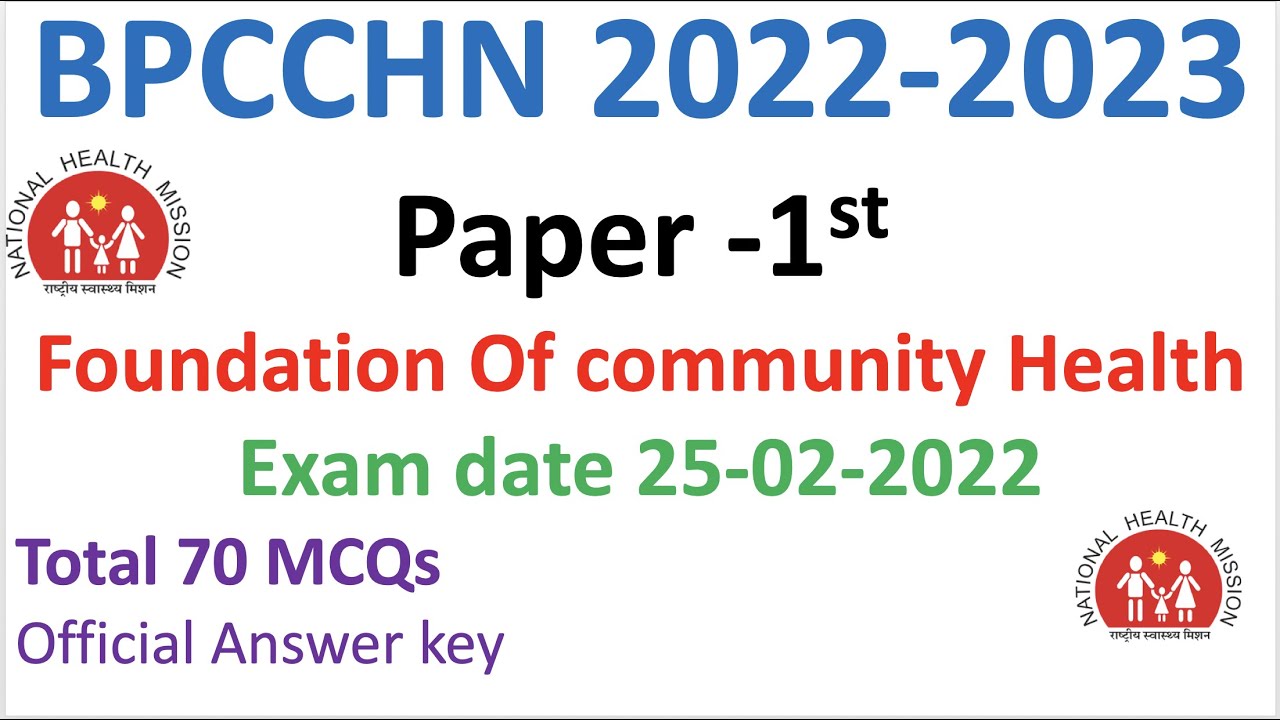 BPCCHN Paper|  Foundation of Community Health| Paper 1| BNS 041 | Exam date 25-02-2022