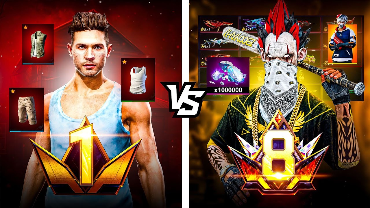 PRIME Lvl 1 ID vs PRIME Lvl 8 ID 😱 NOOB Into PRO ₹10,000,00 COLLECTION- FREE FIRE 🔥