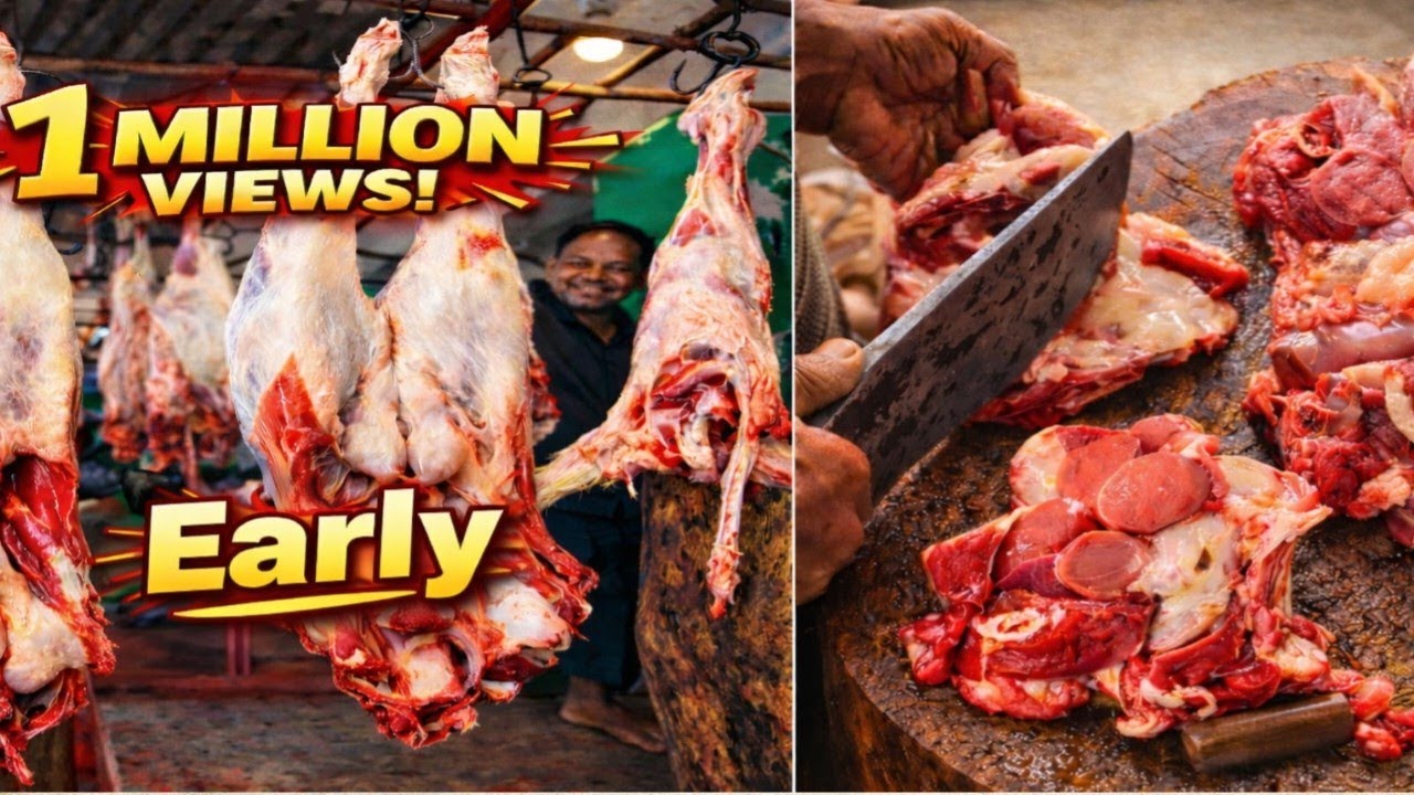 Mutton Cutting Video | Fresh Goat Meat Cutting in Market | Indian Mutton Shop Vlog