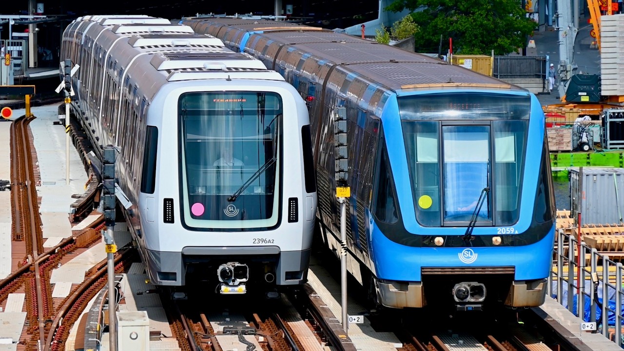 C20 and C30 trains at Söderströmsbron - Stockholm Subway [Summer 2025]