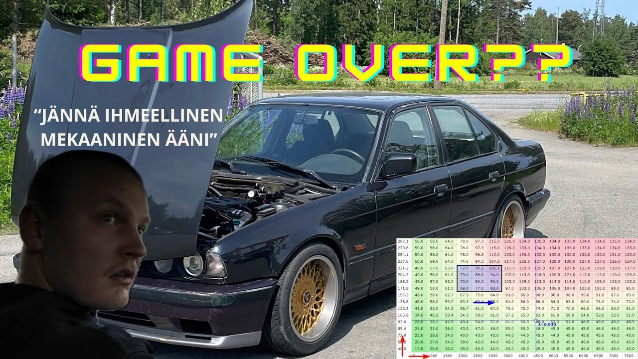 TURBO E34 MOOTTORI LEIKKASI HETI KIINNI?!? E34 KATUSÄÄTÖÄ!