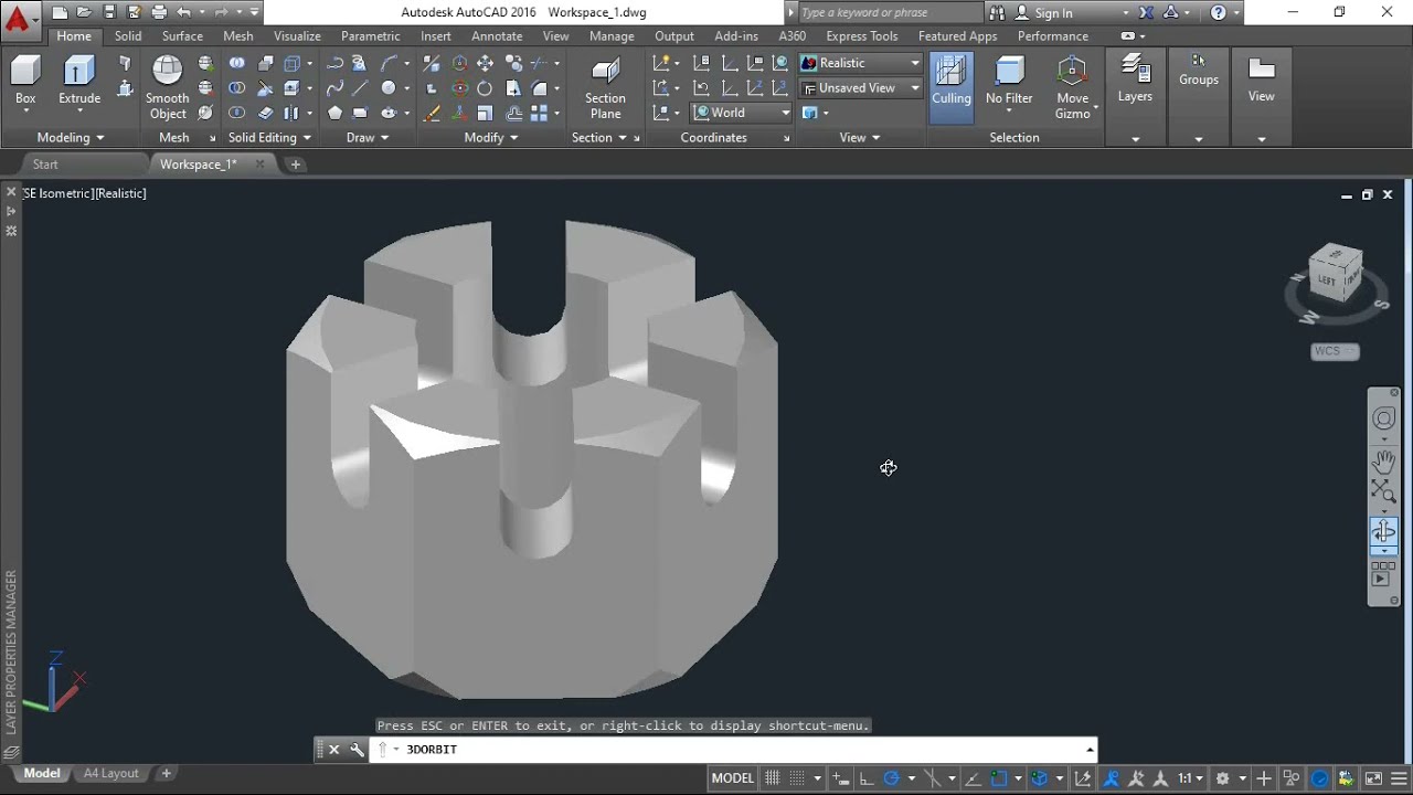 AutoCAD Example - Castle Nut
