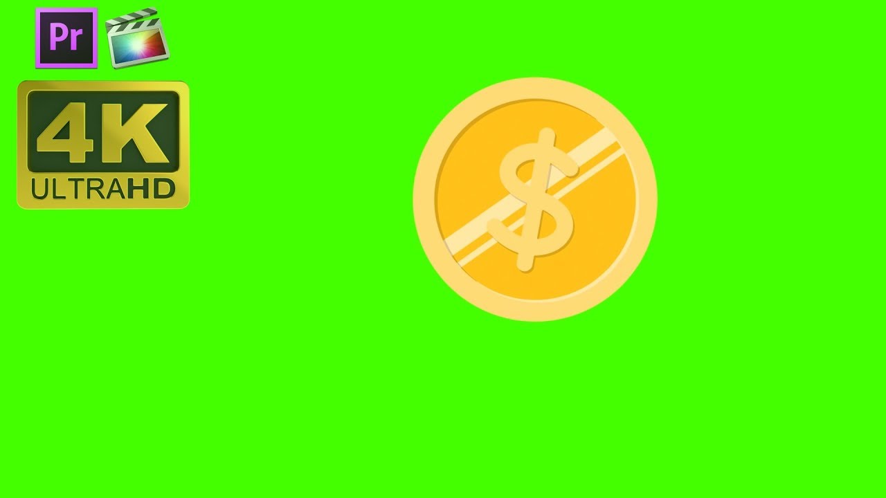 Flying US Dollar Coin Animation  - Green Screen Footage Free 4K