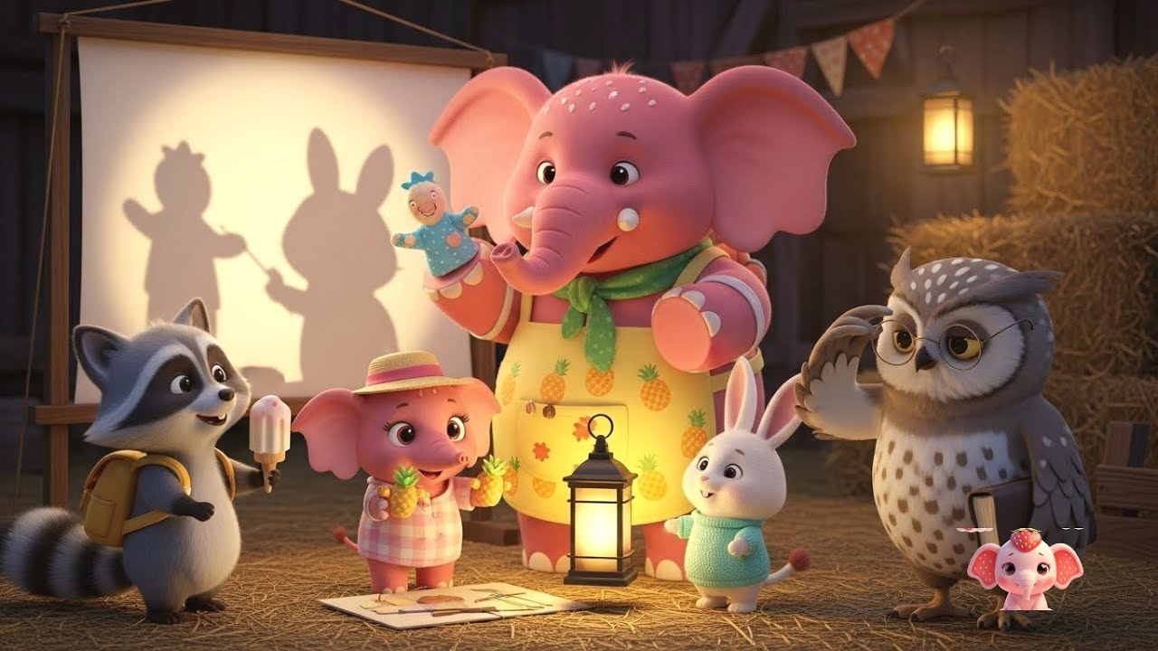 La Pandilla del Elefantito Fresa 🐘El espectáculo de títeres de sombras en el granero tenue