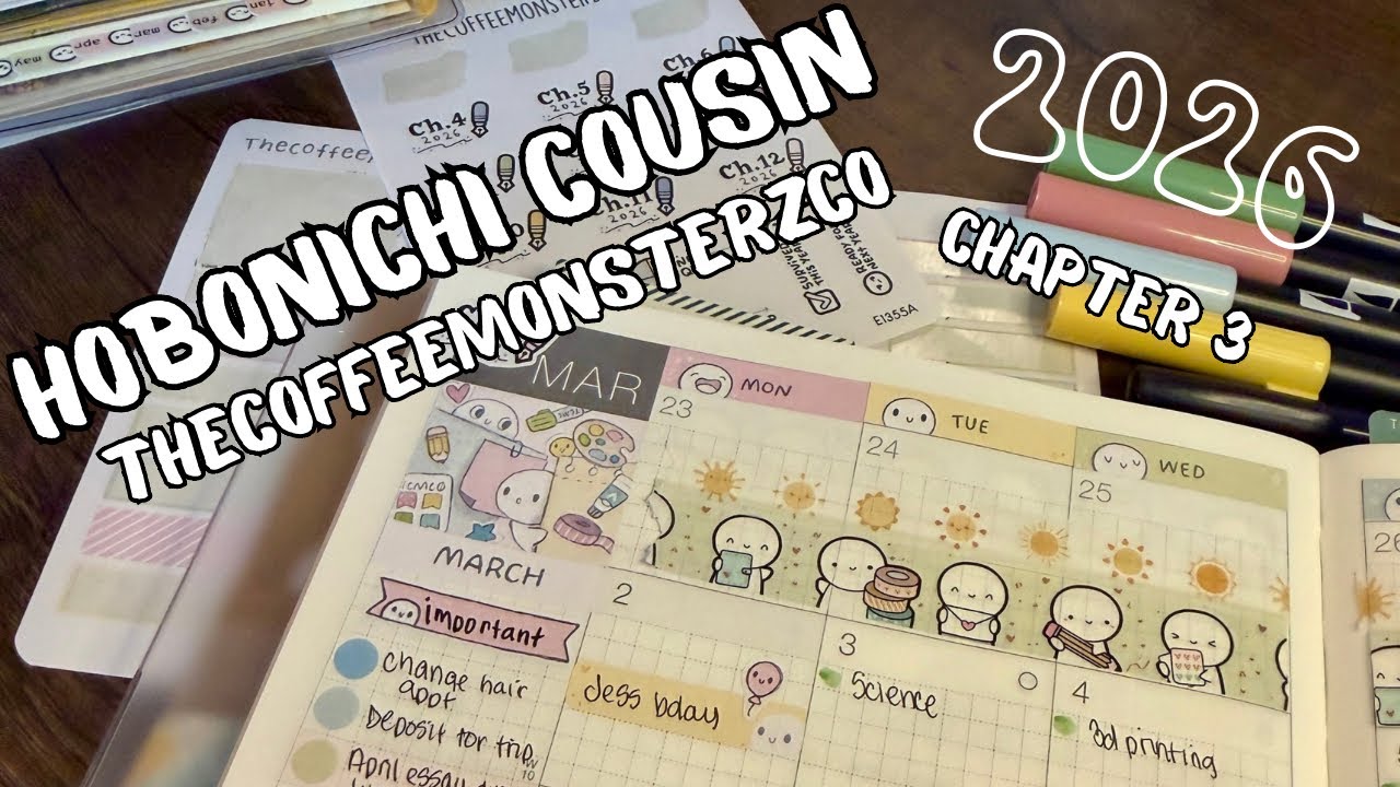 Plan With Me | Hobonichi Cousin | March Monthly | TheCoffeeMonsterzCo 