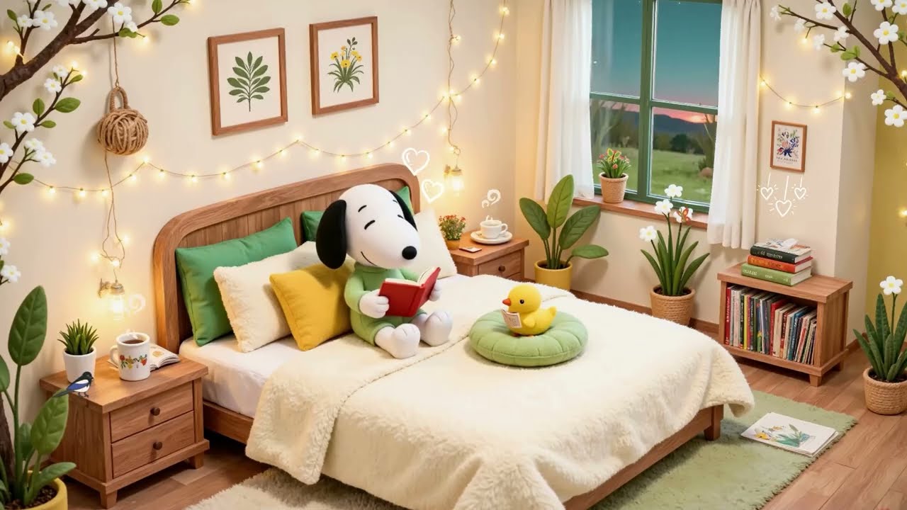 🌿 Snoopy’s Peaceful Reading Time ☕ Aesthetic Spring Lofi to Heal & Relax