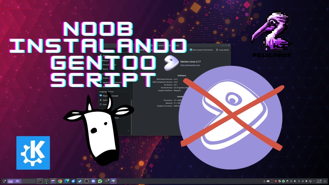 👽 Parte 1 - Noob instalando GENTOO LINUX com script 🐧