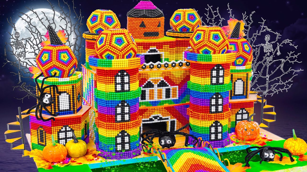 Satisfying Video | Build HALLOWEEN Haunted Hotel With Spiders & Pumpkin Patch From Magnetic Balls