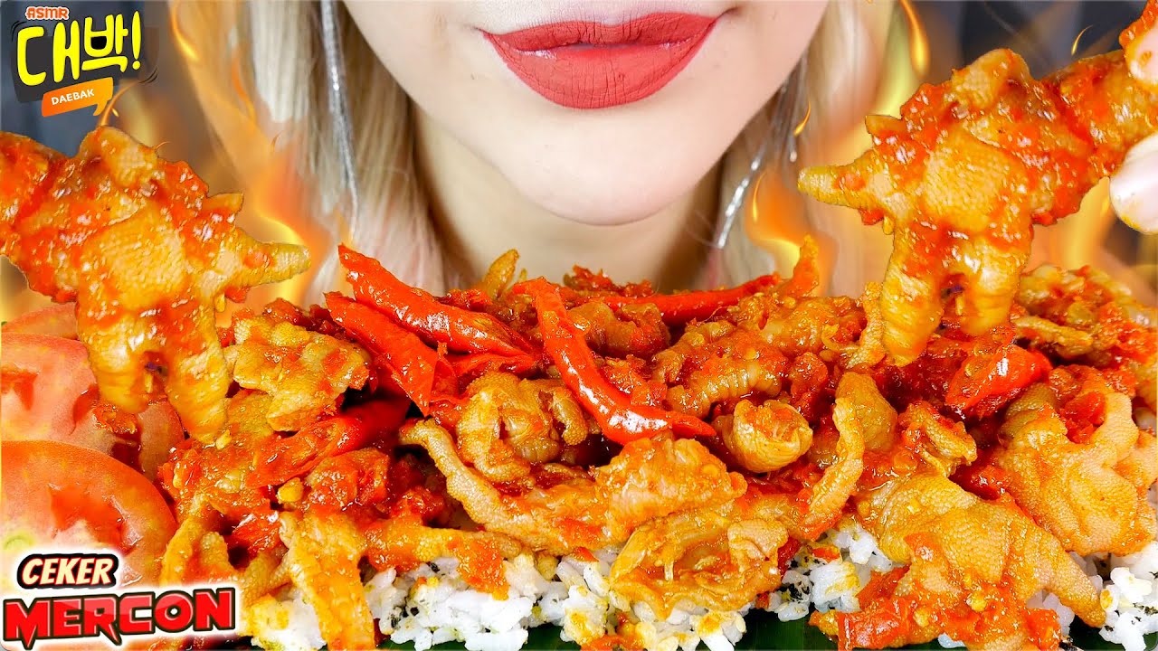 ASMR 💥🐥CEKER TANPA TULANG SAMBAL MERCON🧨 (DAKBAL) | SPICY BONELESS CHICKEN FEET