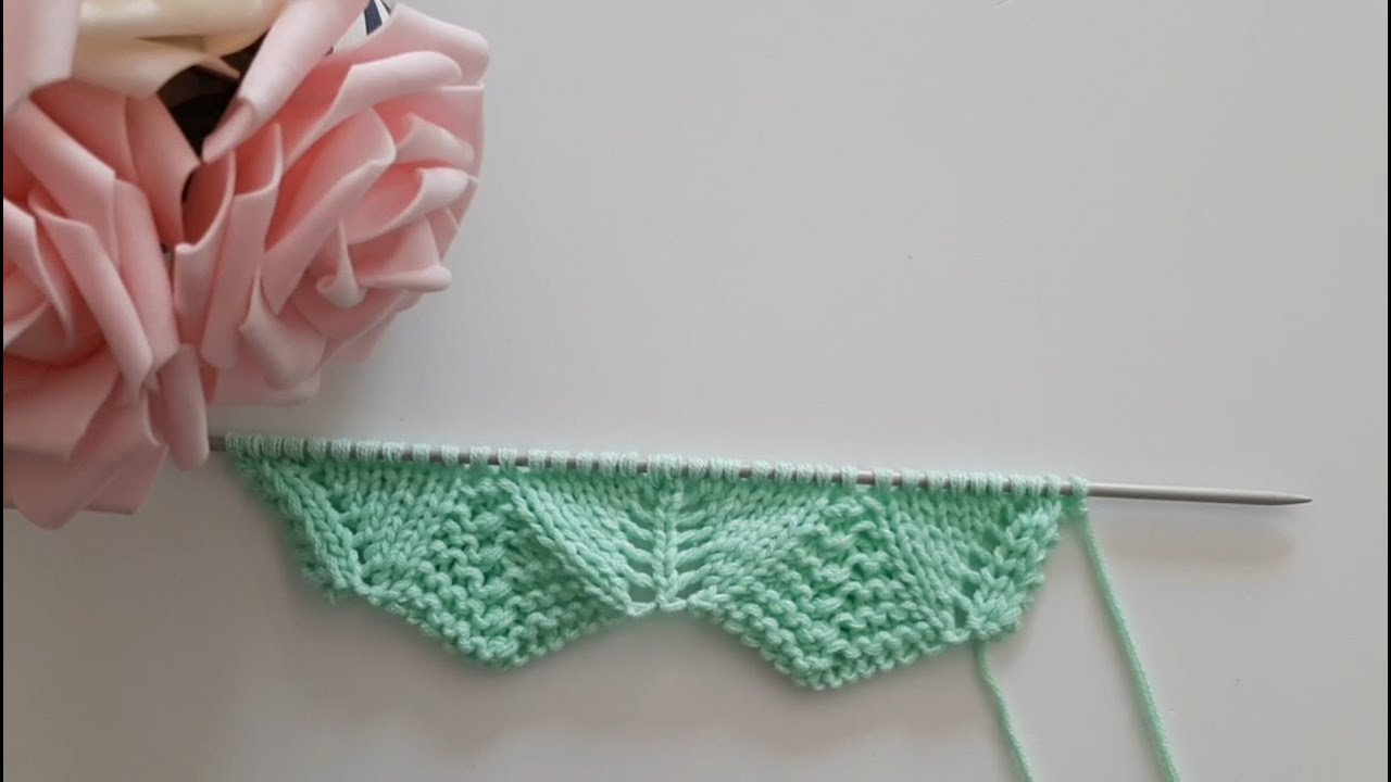 Bordino foglia ai ferri n° ° 69/  Leaf knitting / punto hojas a dos agujas