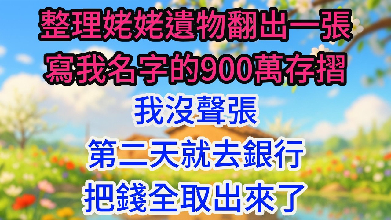 整理姥姥遺物翻出一張寫我名字的900萬存摺，我沒聲張，第二天就去銀行把錢全取出來了