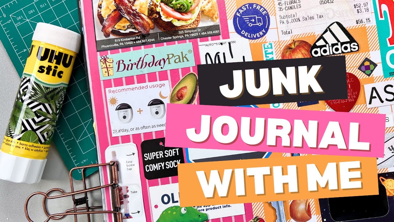 Junk Journal With Me - Creating a Spread Using Stuff in my Junk Drawer!