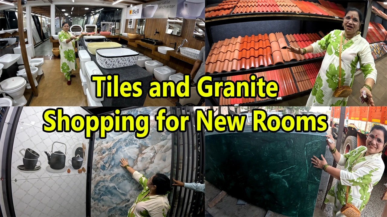 नवीन रूम्स साठी कोणते टाइल्स आणि बेसिन घेतले ते बघा | New Tiles Granite Wash Basin Shopping Kolhapur
