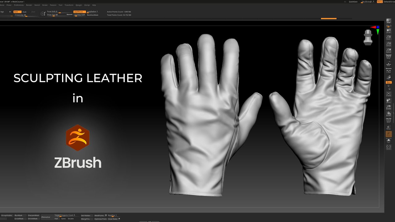 Realistic Leather Folds in 3D — Sculpting a Glove in ZBrush