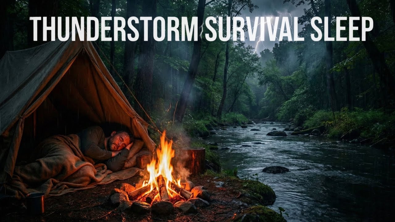 Cozy Thunderstorm Survival Sleep in Tent | Rain & Thunder for Instant Deep Sleep 💤 