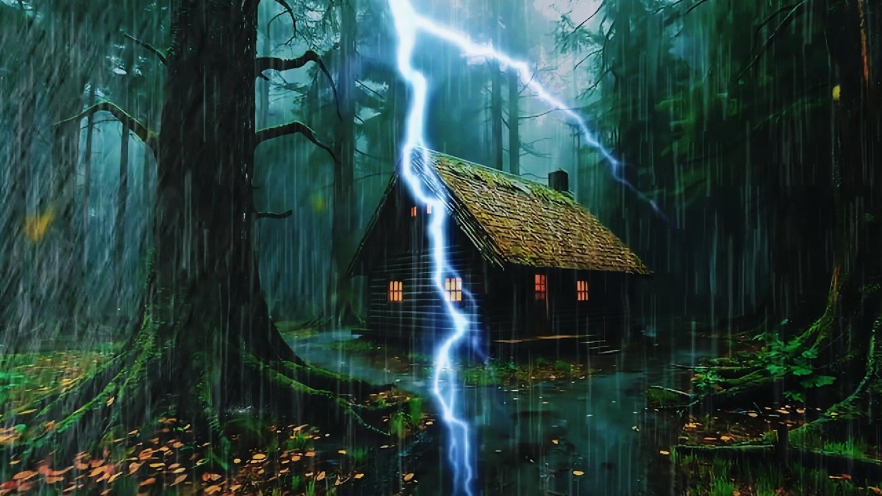 Heavy Rain in the Night Forest for Relaxation, Say Goodbye to Stress and Sleep Soundly in 5 Minutes