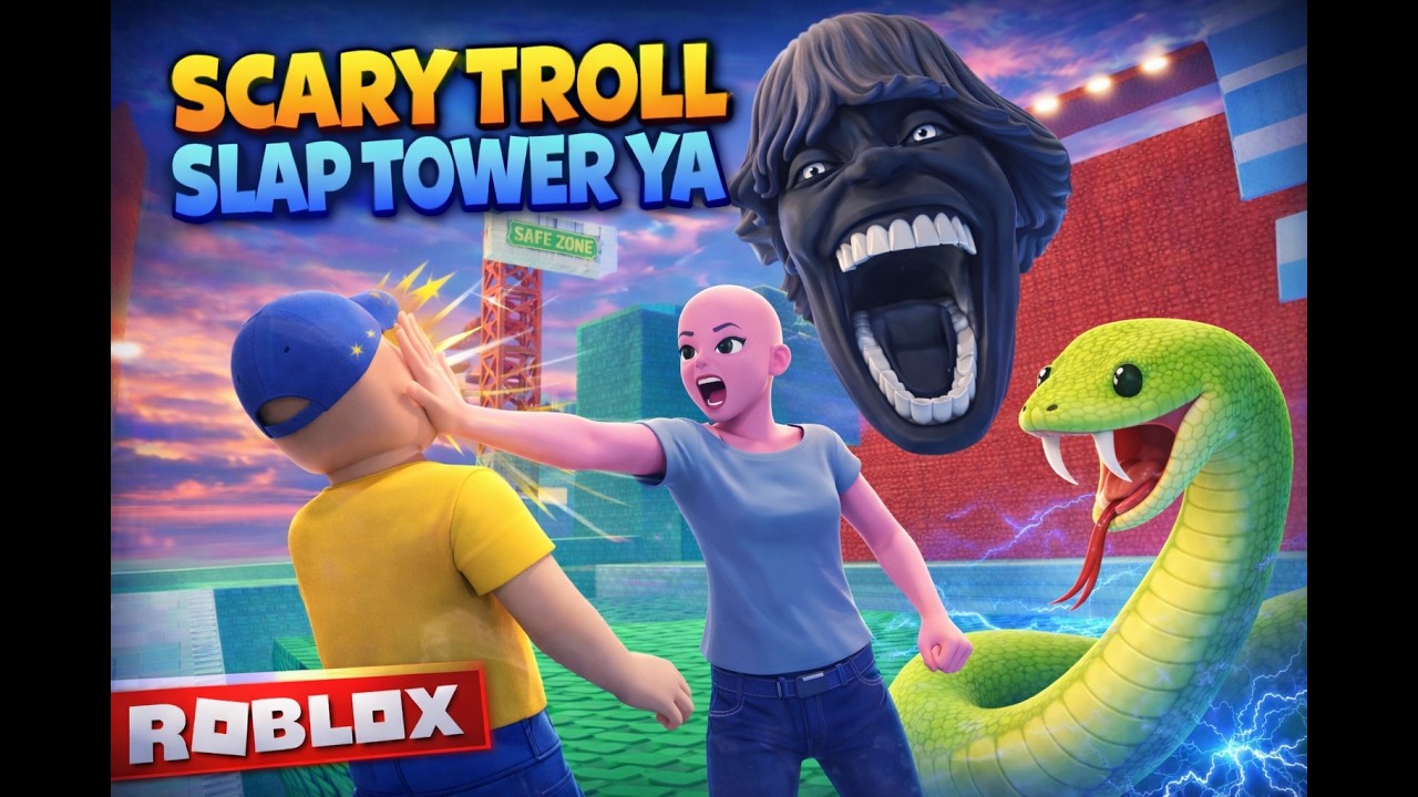 67 SCARY TROLL SLAP TOWER GAME ROBLOX LIVE DAY 142