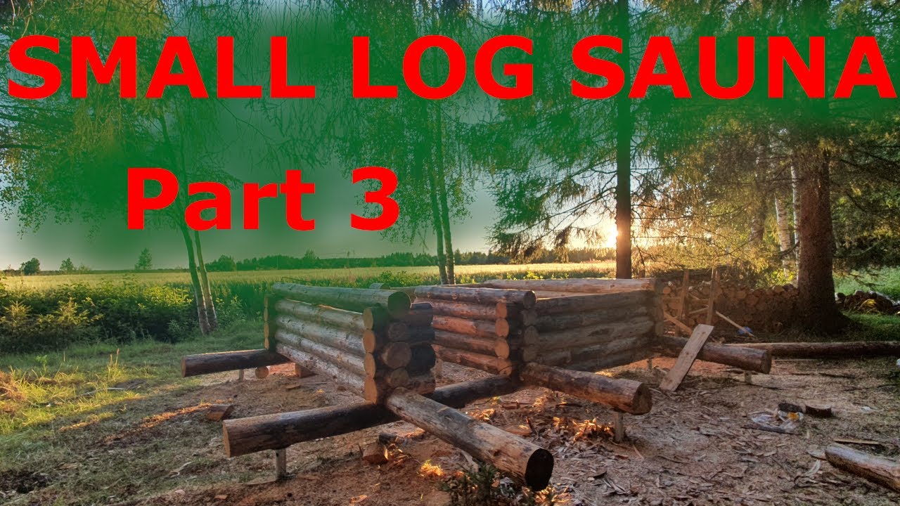 Build a small log cabin/sauna part 3. Insulating and fastening logs.