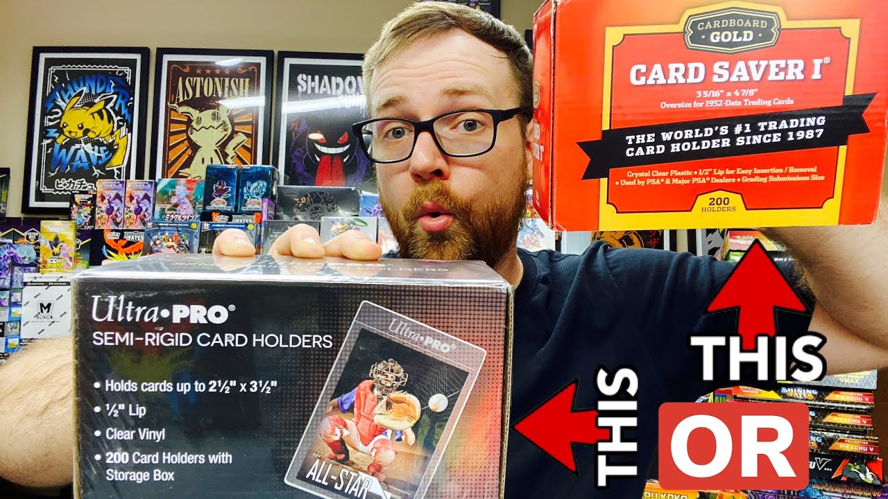 Полужесткий держатель для карт Ultra Pro против картонного держателя Gold Card Saver 1