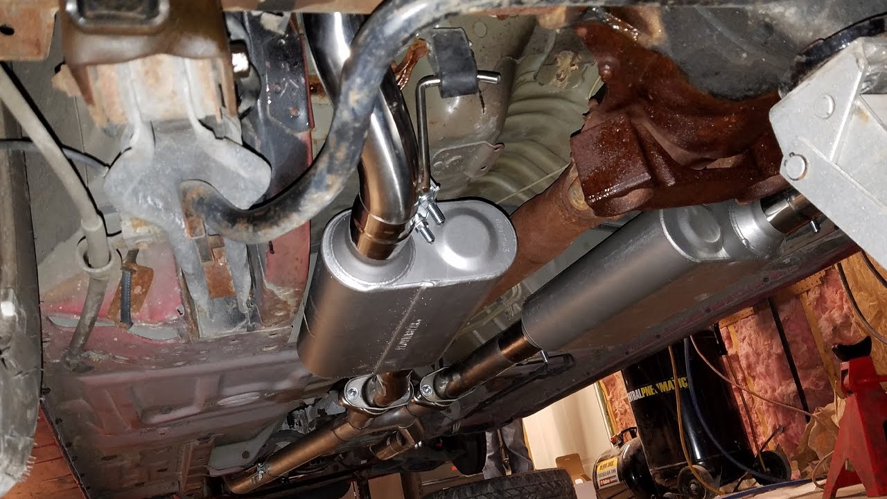 1994 Ford Mustang Cobra 5.0 Exhaust Installation BBK X pipe Flowmaster 2 chamber 40 series mufflers
