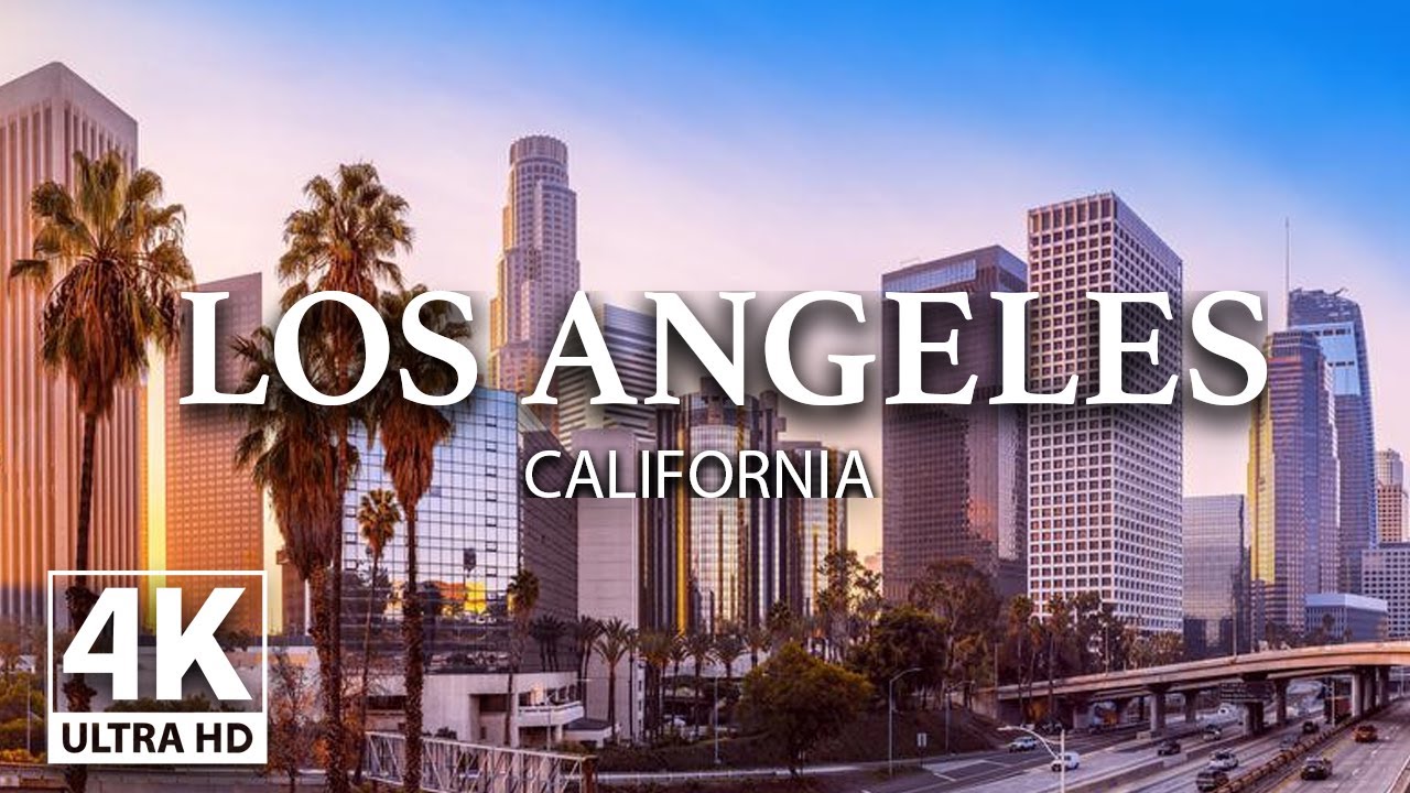 FLYING OVER Los Angeles (4K UHD) - soothing music and beautiful video - 4K Ultra HD video