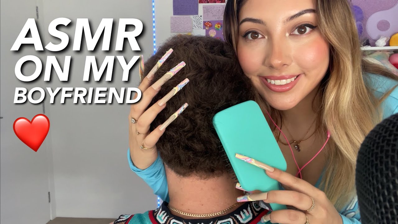 ASMR Head scratching & hair brushing personal attention on my boyfriend (w/ XL nails) 💖 | Whispered