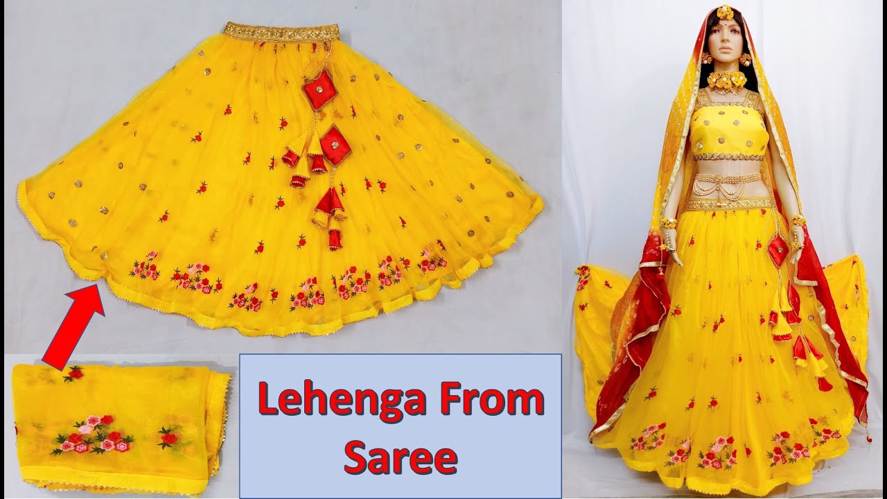 How To Make Lehenga From Saree-साड़ी से खूबसूरत लहंगा बनाना सीखे-Cutting & Stitching Full Tutorial