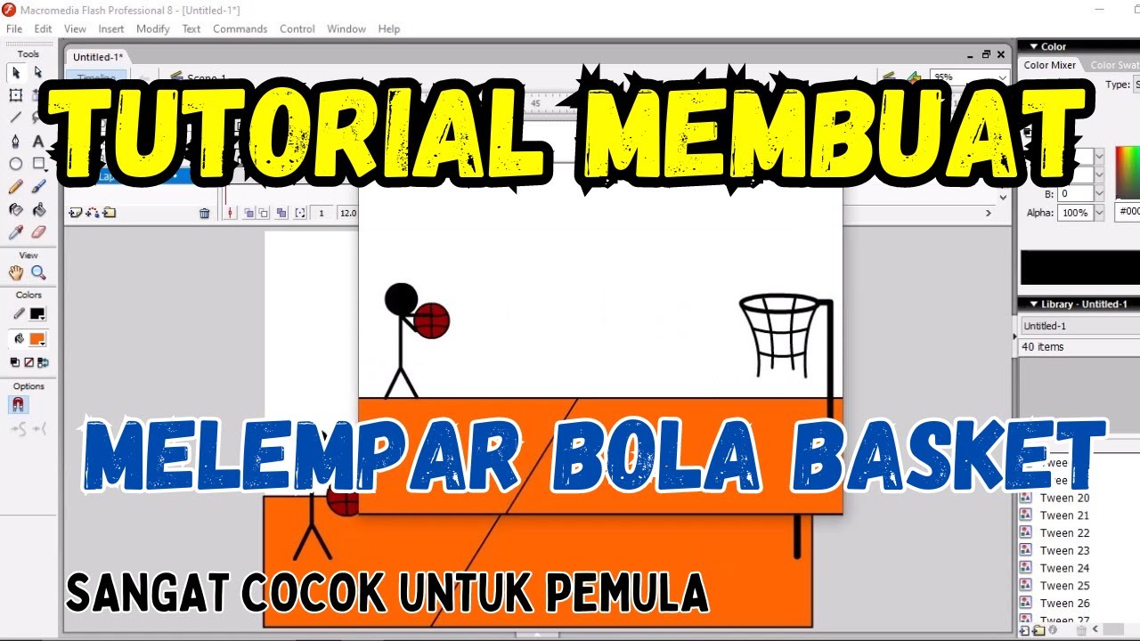 Tutorial Cara Membuat Animasi Melempar Bola Basket di MACROMEDIA FLASH 8