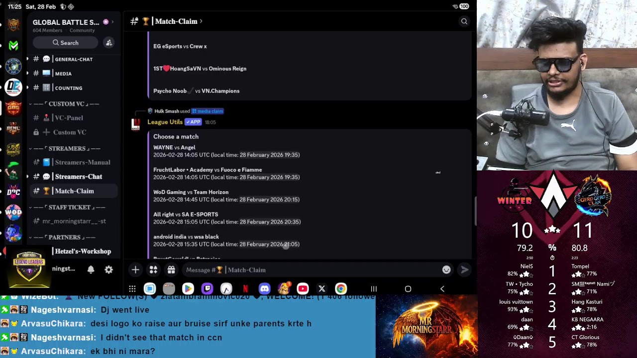 LOTS OF ESPORTS WAR CHECK DESCRIPTION FOR SCEDULE