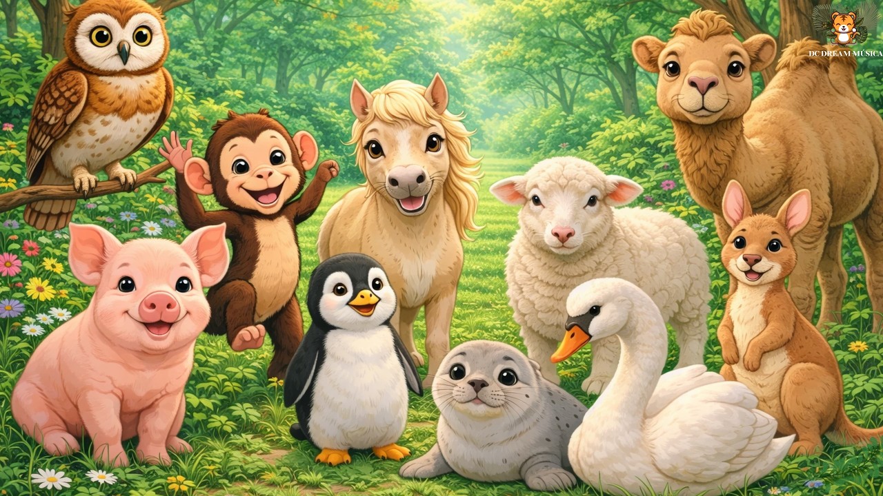 Animal Sounds Compilation: Owl, Monkey, Rabbit, Pony, Sheep, Seal, Pig, Swan, Camel, Wallaby