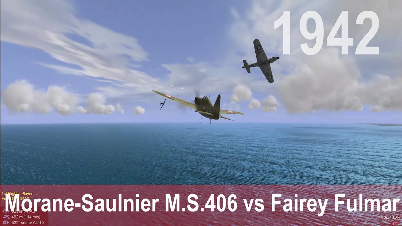 IL-2 1946: Aircombat Morane-Saulnier M.S.406 vs Fairey Fulmar