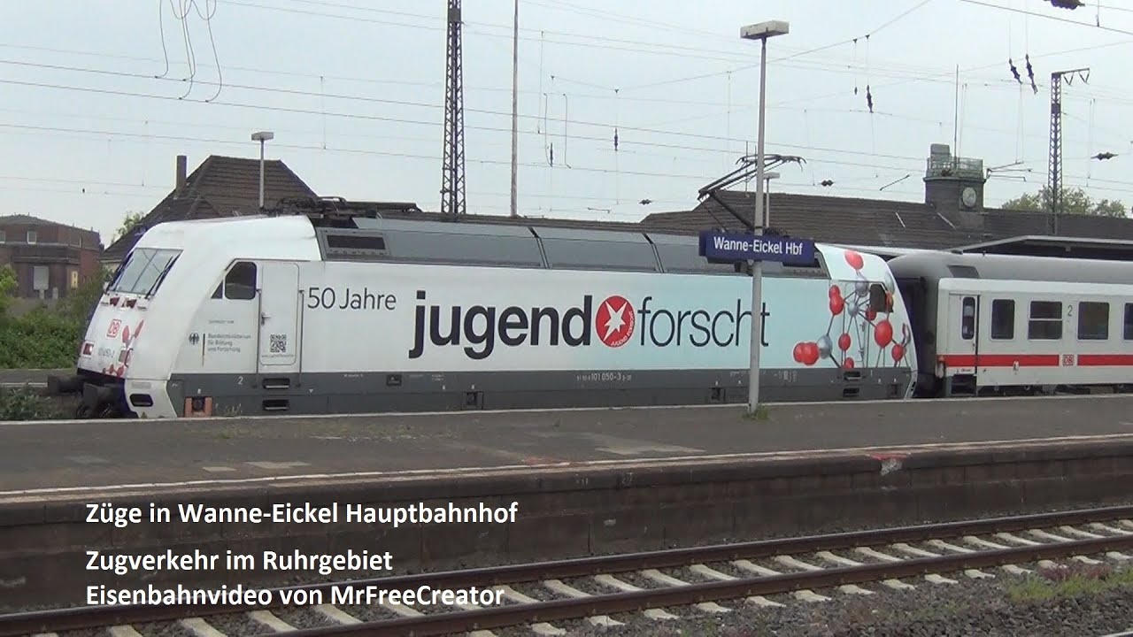 BR 101 Jugend forscht mit Intercity, Regionalexpress 2 mit BR 146 und Fanzug im Wanner HBF