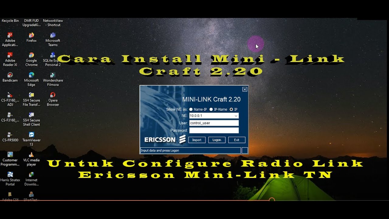 cara install mini link craft 2.20 untuk configurasi radio ericsson mini link TN