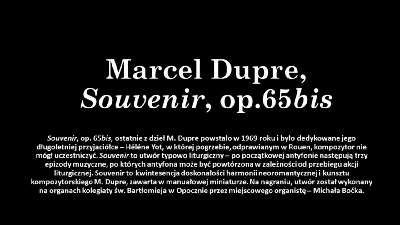 M. Dupr&eacute;, Souvenir op.65bis