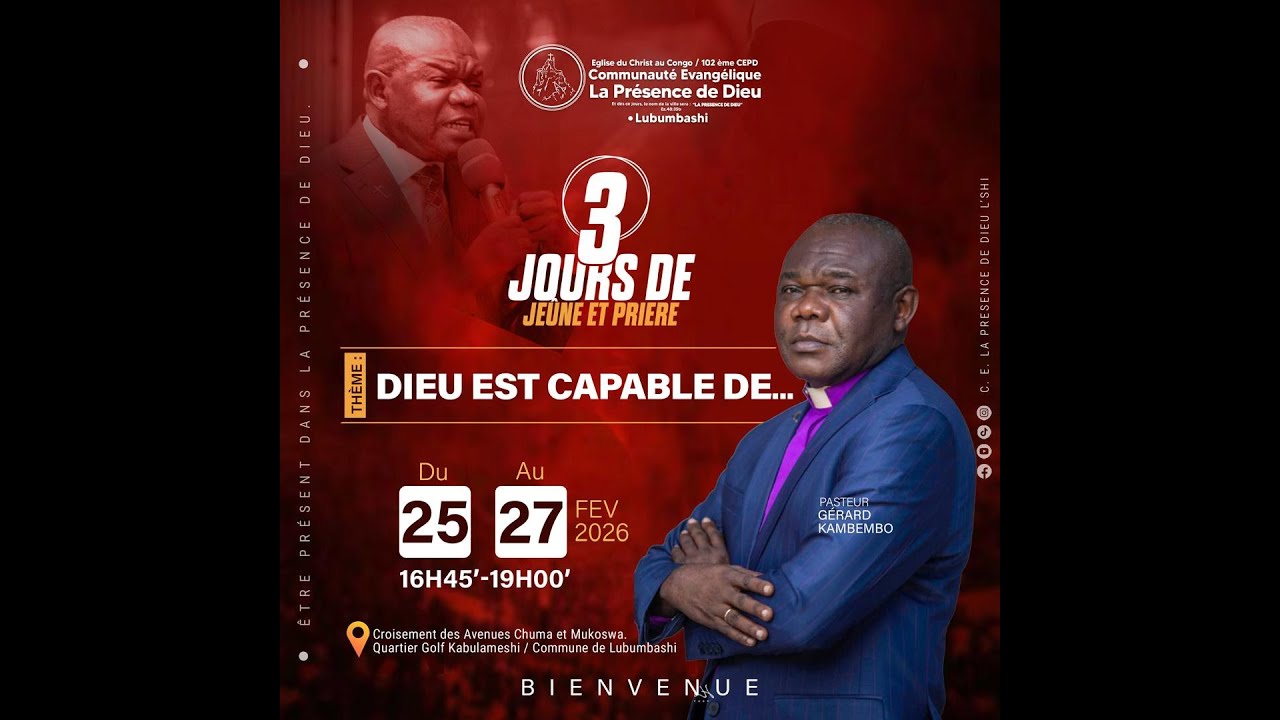 Orateur : Pasteur Gérard KAMBEMBO- DIEU EST CAPABLE DE… (2)