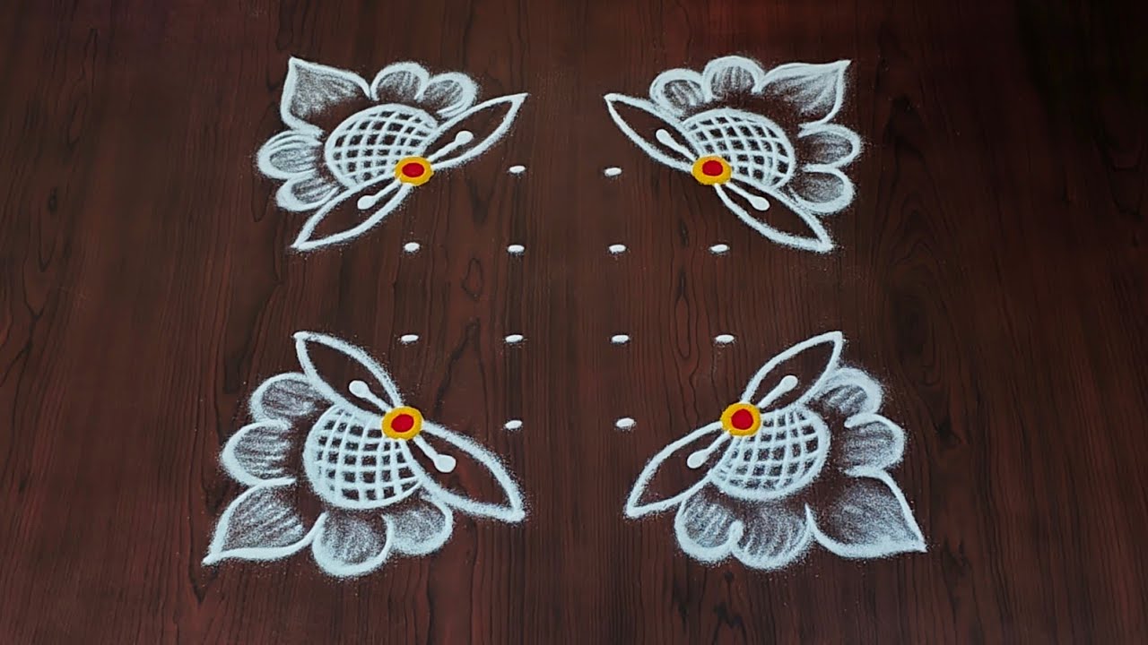 6×4dots easy rangoli|daily muggulu|thipkyanchi,festival rangoli|traditional rangoli#Rang kaa Rangoli