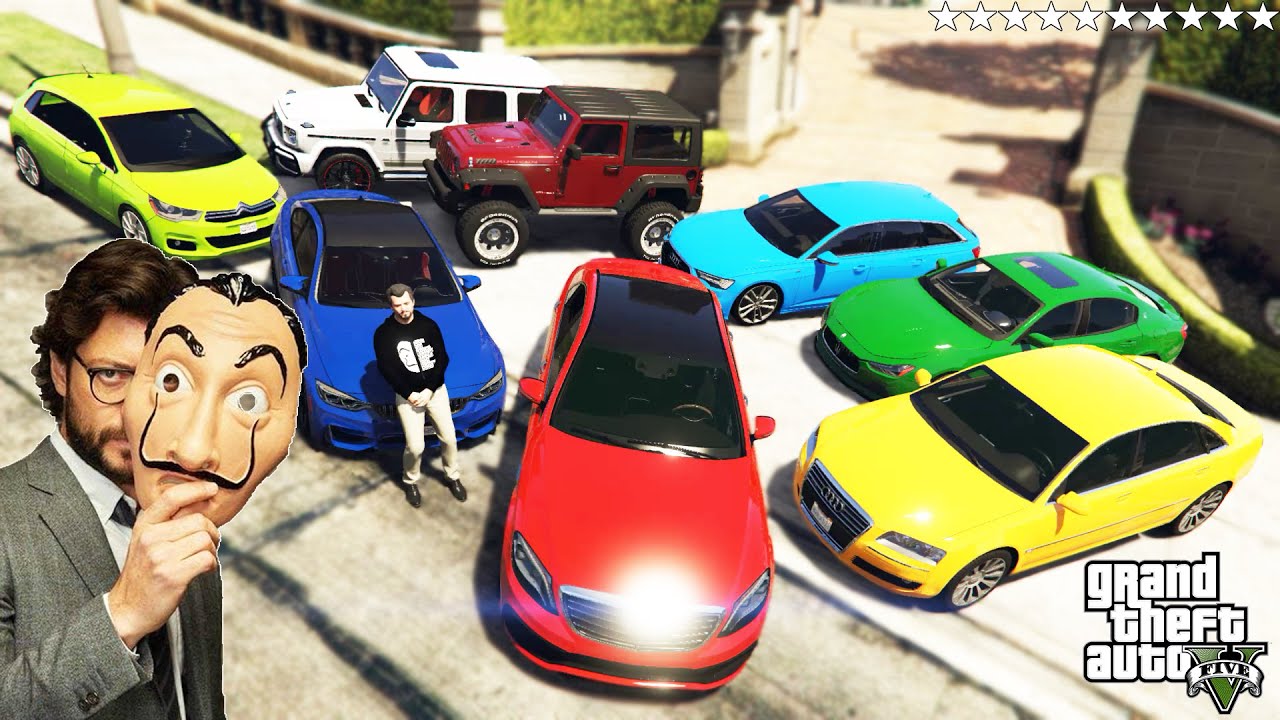 GTA 5 - Stealing MONEY HEIST Luxury Cars With Micheal | (Real Life Cars #29)