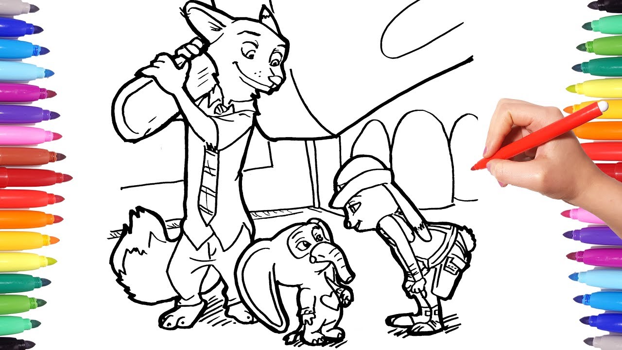 Disney Zootopia Coloring Pages | Watch How to Draw Nick and Judy Zootopia | Disney Zootropolis